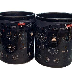 Aircraft Instrument Panel 12 Ounce Coffee Tea Cup Mug Set of Two